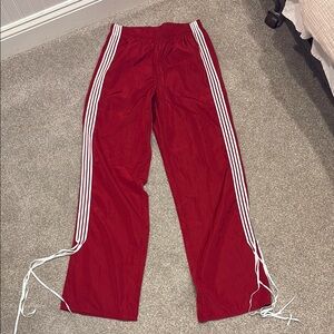 NWT Edikted Red and White Joggers with Stripes- can be tied into bows
